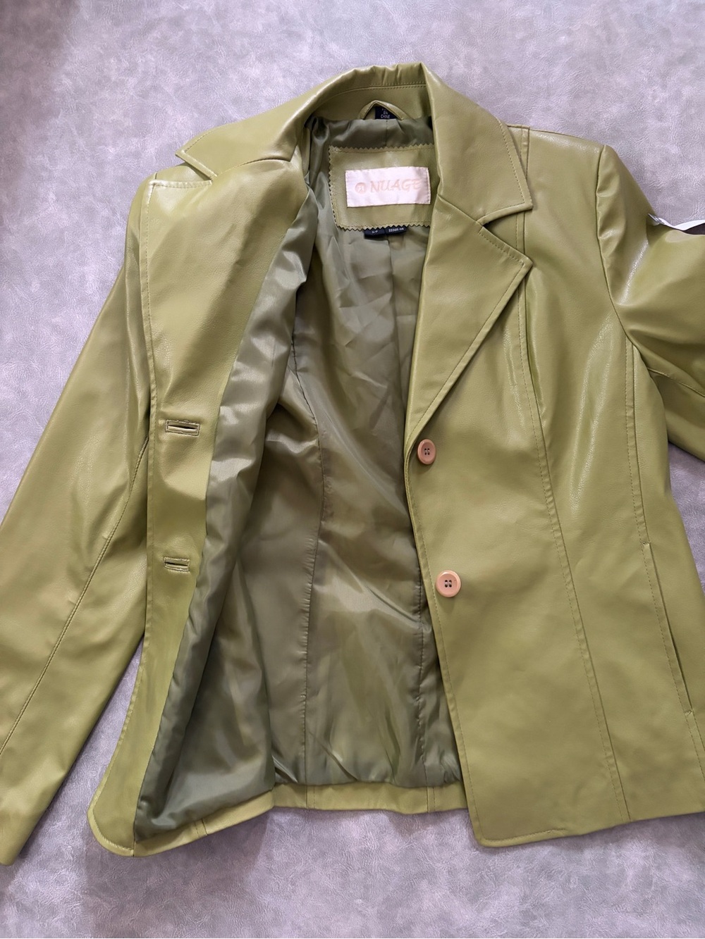 Vintage 90โs Y2K Green Faux Leather Blazer Jacket - Picture 11 of 11